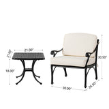 Elm PLUS 3 Piece Cast Aluminium Patio Sectional Sofa Set with Beige Cushions, Olefin Fabric
