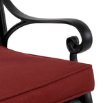 Elm PLUS 5 Piece Cast Aluminium Dining Set with Wine Red Cushions, Olefin Fabric