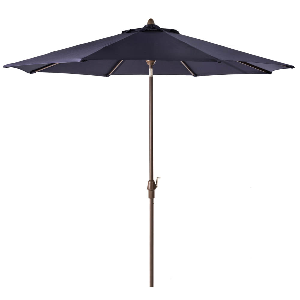 10 ft. Aluminum Auto Tilt Market Patio Umbrella in Navy Blue Olefin Canopy