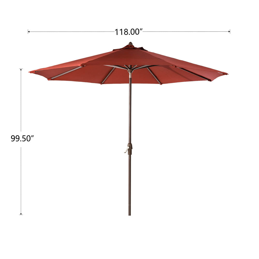 10 ft. Aluminum Auto Tilt Market Patio Umbrella in Wine Red Olefin Canopy