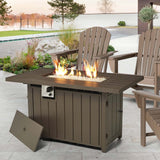 Elm PLUS 48"W 30000-BTU Tan Aluminum Propane Fire Pit Table with Polyester Cover