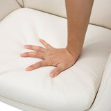 Glitzhome Mid-Century Modern Cream White Bonded Leather Gaslift Adjustable Swivel High Back Office Chair