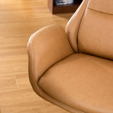 Glitzhome Mid-Century Modern Camel Leatherette Gaslift Adjustable Swivel High Back Office Chair