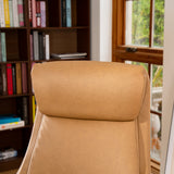 Glitzhome Mid-Century Modern Camel Leatherette Gaslift Adjustable Swivel High Back Office Chair