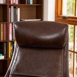 Glitzhome Mid-Century Modern Coffee Bonded Leather Gaslift Adjustable Swivel High Back Office Chair