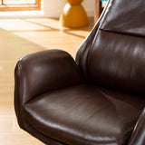 Glitzhome Mid-Century Modern Coffee Bonded Leather Gaslift Adjustable Swivel High Back Office Chair