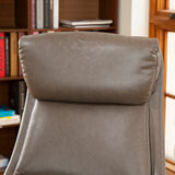 Glitzhome Mid-Century Modern Brownish Grey Leatherette Gaslift Adjustable Swivel High Back Office Chair