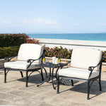 Elm PLUS 3 Piece Cast Aluminium Patio Sectional Sofa Set with Beige Cushions, Olefin Fabric