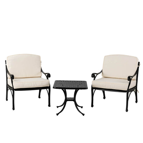 Elm PLUS 3 Piece Cast Aluminium Patio Sectional Sofa Set with Beige Cushions, Olefin Fabric