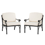 Elm PLUS 2 Piece Cast Aluminium Patio Sofa Chair with Beige Cushion, Olefin Fabric