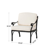 Elm PLUS 2 Piece Cast Aluminium Patio Sofa Chair with Beige Cushion, Olefin Fabric