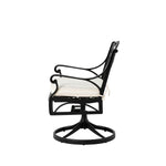 Elm PLUS 2 Piece Cast Aluminium Patio Dining Swivel Chair with Beige Cushion, Olefin Fabric