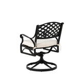 Elm PLUS 2 Piece Cast Aluminium Patio Dining Swivel Chair with Beige Cushion, Olefin Fabric