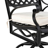 Elm PLUS 2 Piece Cast Aluminium Patio Dining Swivel Chair with Beige Cushion, Olefin Fabric