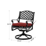 Elm PLUS 2 Piece Cast Aluminium Patio Dining Swivel Chair with Beige Cushion, Olefin Fabric