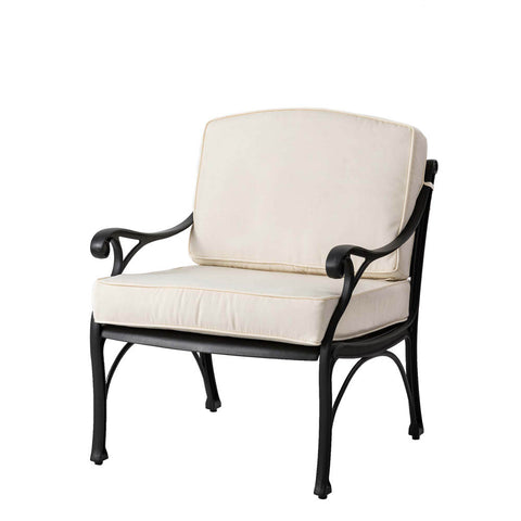 Elm PLUS Cast Aluminium Patio Sofa Chair with Beige Cushion, Olefin Fabric