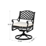Elm PLUS Cast Aluminium Patio Dining Swivel Chair with Beige Cushion, Olefin Fabric