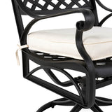 Elm PLUS Cast Aluminium Patio Dining Swivel Chair with Beige Cushion, Olefin Fabric