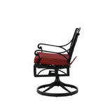 Elm PLUS Cast Aluminium Patio Dining Swivel Chair with Wine Red Cushion, Olefin Fabric