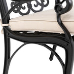 Elm PLUS Set of 2 Cast Aluminium Dining Chairs with Beige Cushions, Olefin Fabric