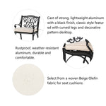 Elm PLUS Set of 2 Cast Aluminium Dining Chairs with Beige Cushions, Olefin Fabric