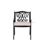 Elm PLUS Set of 2 Cast Aluminium Dining Chairs with Beige Cushions, Olefin Fabric