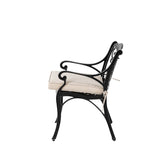 Elm PLUS Set of 2 Cast Aluminium Dining Chairs with Beige Cushions, Olefin Fabric