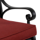 Elm PLUS Set of 2 Cast Aluminium Patio Dining Chairs with Wine Red Cushions, Olefin Fabric