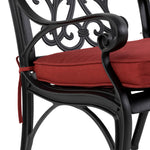 Elm PLUS Set of 2 Cast Aluminium Patio Dining Chairs with Wine Red Cushions, Olefin Fabric