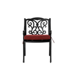 Elm PLUS Set of 2 Cast Aluminium Patio Dining Chairs with Wine Red Cushions, Olefin Fabric