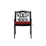 Elm PLUS Set of 2 Cast Aluminium Patio Dining Chairs with Wine Red Cushions, Olefin Fabric