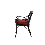 Elm PLUS Set of 2 Cast Aluminium Patio Dining Chairs with Wine Red Cushions, Olefin Fabric