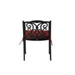 Elm PLUS Set of 2 Cast Aluminium Patio Dining Chairs with Wine Red Cushions, Olefin Fabric