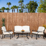 Elm PLUS 4 Piece Cast Aluminium Patio Sectional Sofa Set with Beige Cushions, Olefin Fabric