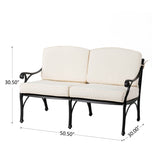 Elm PLUS 4 Piece Cast Aluminium Patio Sectional Sofa Set with Beige Cushions, Olefin Fabric