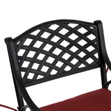Elm PLUS 5 Piece Cast Aluminium Patio Swivel Dining Set with Wine Red Cushions, Olefin Fabric