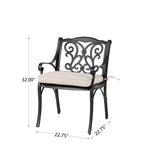 Elm PLUS 5 Piece Cast Aluminium Dining Set with Beige Cushions, Olefin Fabric