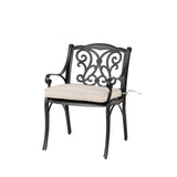 Elm PLUS 5 Piece Cast Aluminium Dining Set with Beige Cushions, Olefin Fabric