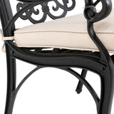Elm PLUS 5 Piece Cast Aluminium Dining Set with Beige Cushions, Olefin Fabric