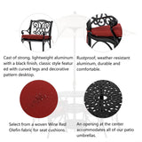 Elm PLUS 5 Piece Cast Aluminium Dining Set with Wine Red Cushions, Olefin Fabric