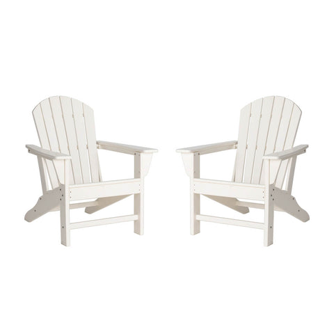 Elm PLUS Eco-Friendly White Recycled HDPE Outdoor Adirondack Chairs, Set of 2