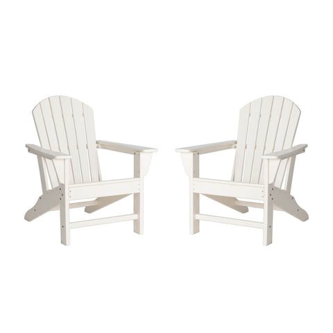 Elm PLUS Eco-Friendly White Recycled HDPE Outdoor Adirondack Chairs, Set of 2