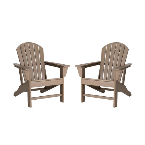 Elm PLUS Eco-Friendly Tan Recycled HDPE Outdoor Adirondack Chairs, Set of 2