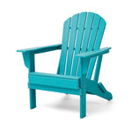 Elm PLUS Outdoor Patio Aqua HDPE Folding Adirondack Chair