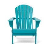 Elm PLUS Outdoor Patio Aqua HDPE Folding Adirondack Chair