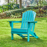 Elm PLUS Outdoor Patio Aqua HDPE Folding Adirondack Chair