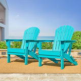 Elm PLUS Outdoor Patio Aqua HDPE Folding Adirondack Chair