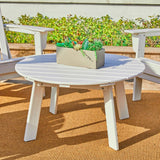 Elm PLUS 32"D Outdoor Patio White HDPE Round Coffee Table