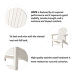 Elm PLUS 3-Piece Outdoor Patio White HDPE Adirondack Chair and Side Table Set