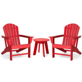 Elm PLUS 3-Piece Outdoor Patio Red HDPE Adirondack Chair and Side Table Set